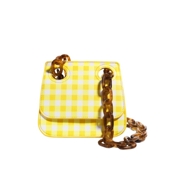 House of Want Handbags - HOUSE OF WANT We Are Original Vegan Leather Shoulder Bag Yellow Gingham NWT